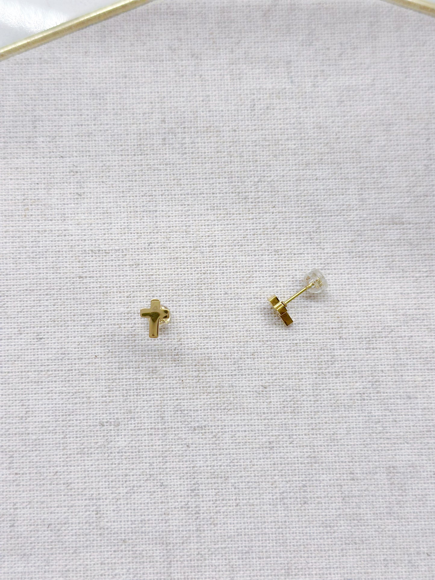 14KGF Tetris Cross Earrings
