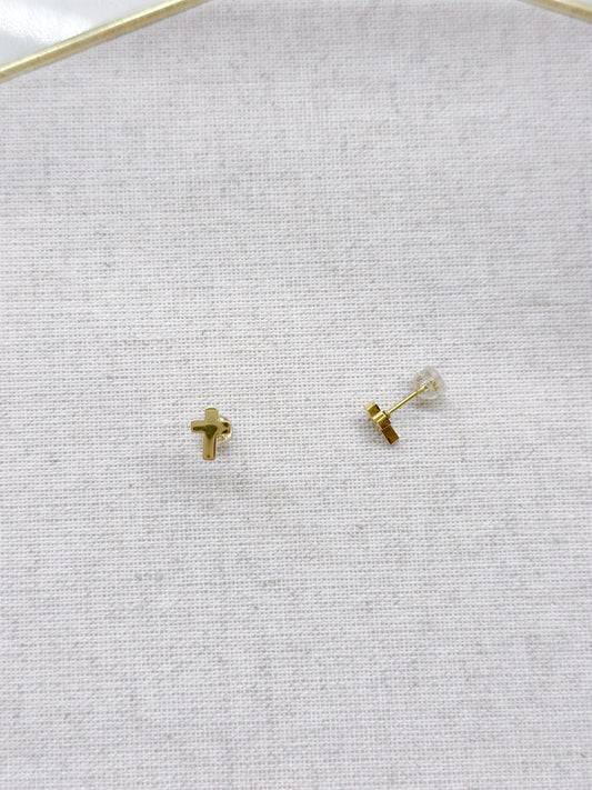 14KGF Tetris Cross Earrings