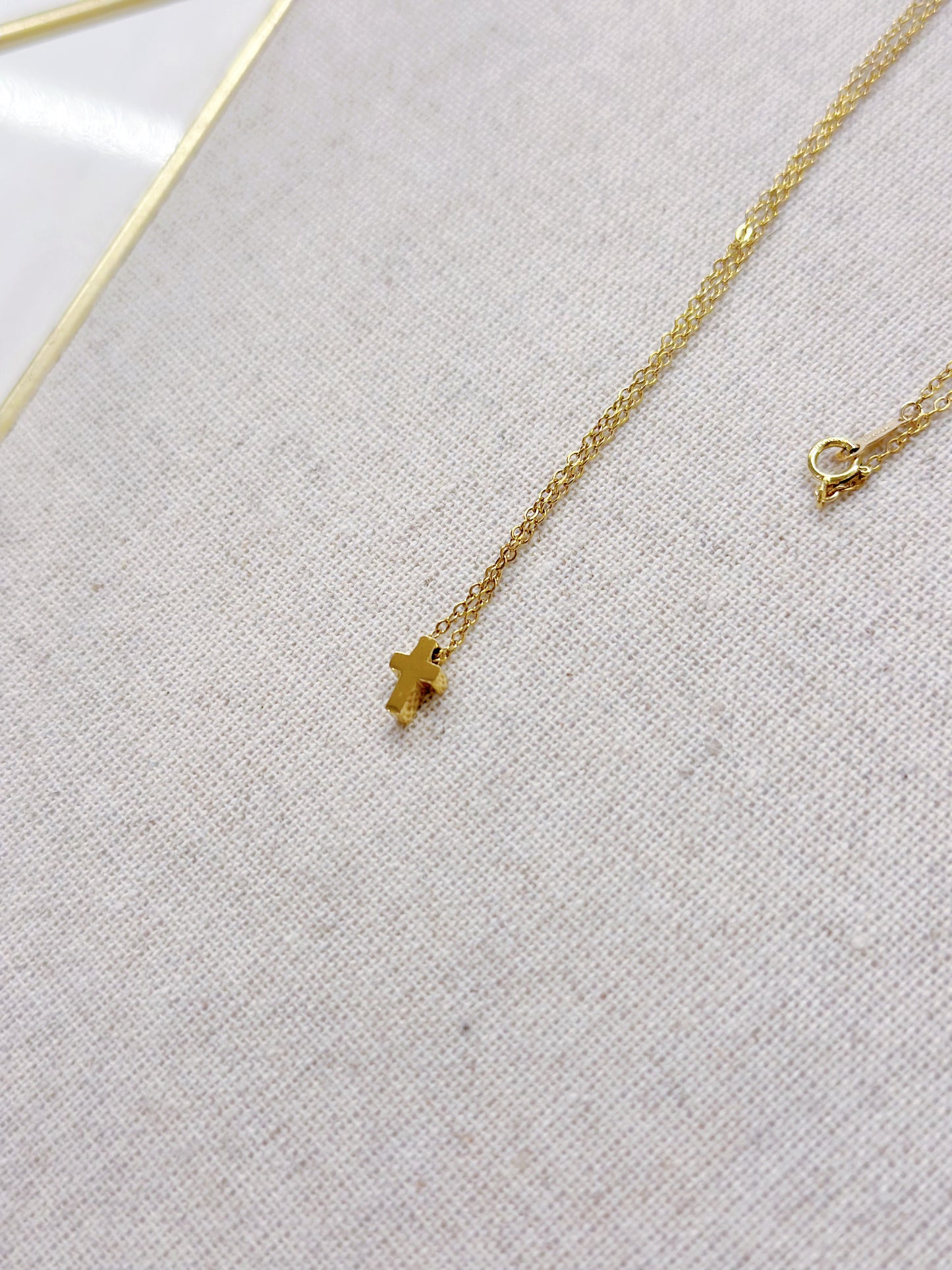 14KGF Tetris Cross Pendant Necklace