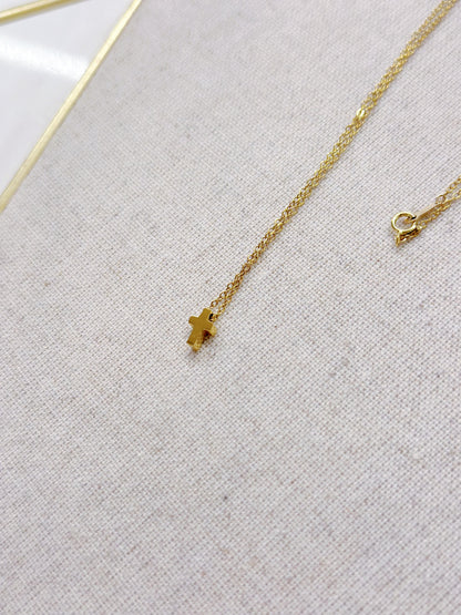 14KGF Tetris Cross Pendant Necklace