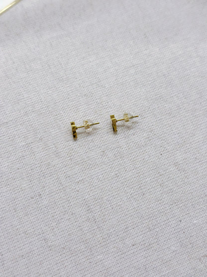 14KGF Tetris Cross Earrings