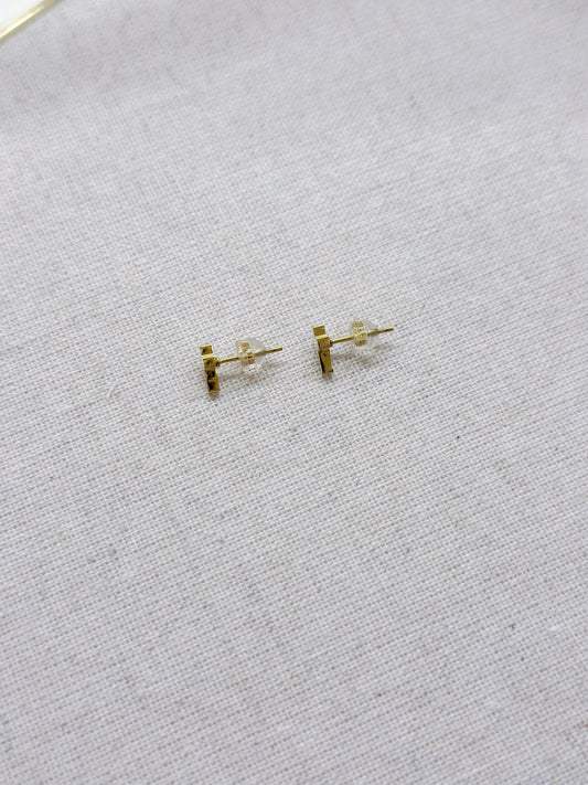 14KGF Tetris Cross Earrings