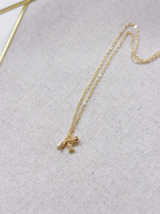 14KGP Two Fish Pendant Necklace