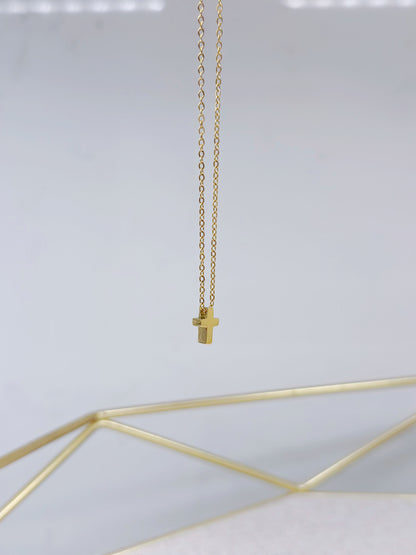 14KGF Tetris Cross Pendant Necklace